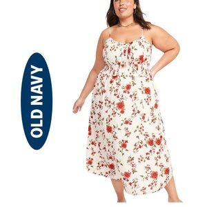 Old Navy Women Cami Floral Tiered Midi‎ Dress XL Boho Flirty Babydoll Pockets